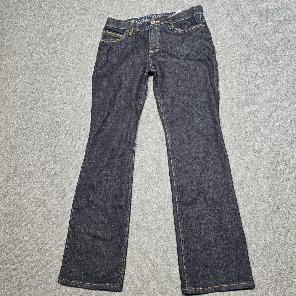 Wrangler Q-Baby Jeans Womens 29x32 Blue Mid Rise Bootcut Stretch Embroidered
